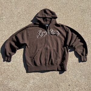 Vintage BAC 90s Y2K Keystone Brown Zip-Up Hoodie Size Large